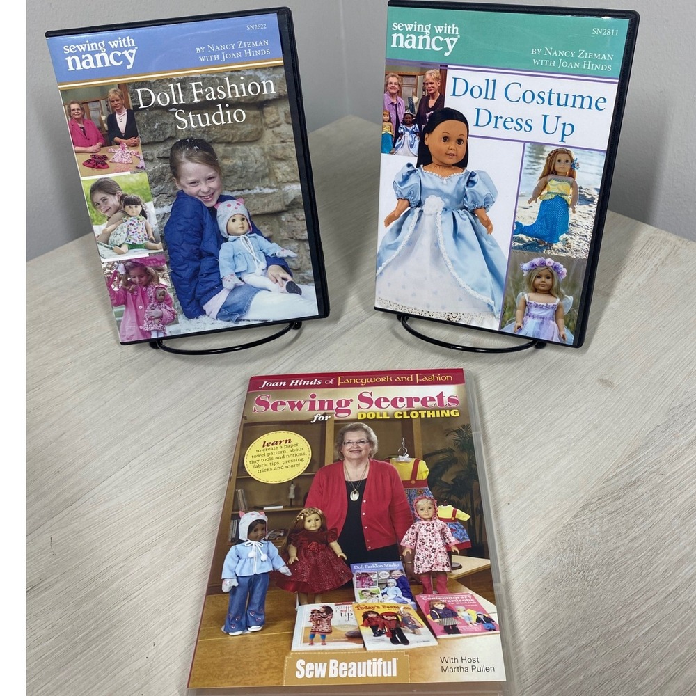 Lot of 3 DVDs Sewing Nancy Doll Clothes Costume Pattern 18 Inch with Joan Hinds